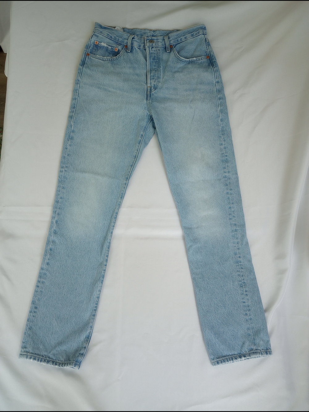 Levi's Premium 501 Faded Light Blue Button-fly Big E High-rise Straight Sz 28 32
